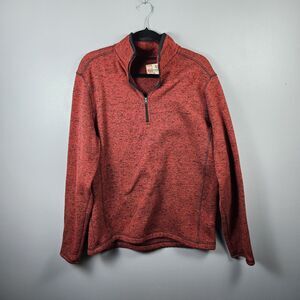 Ruff Hewn 1/4 Zip Mens‎ Medium Marled Red Fleece Pullover Sweater